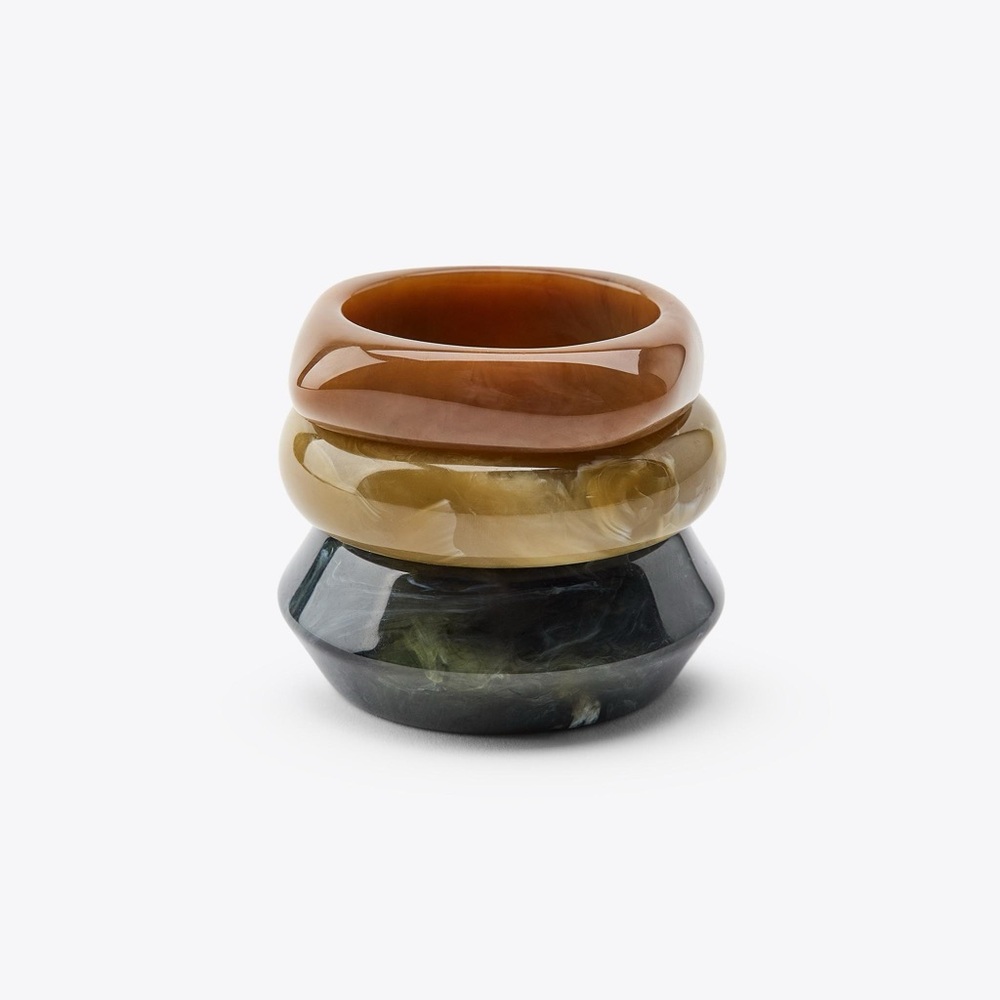 ZARA set of 3 Resin Bracelets Bangles.  Caramel 4548 / 082